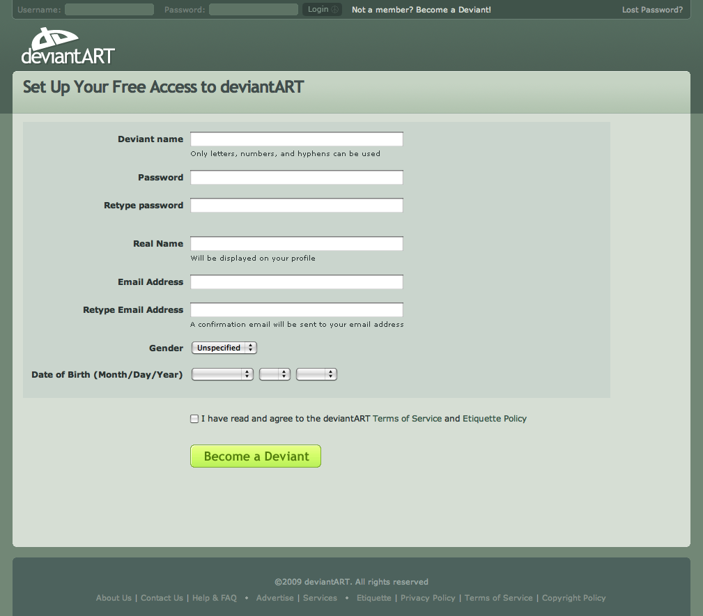 Set Up Your Free Access to deviantART